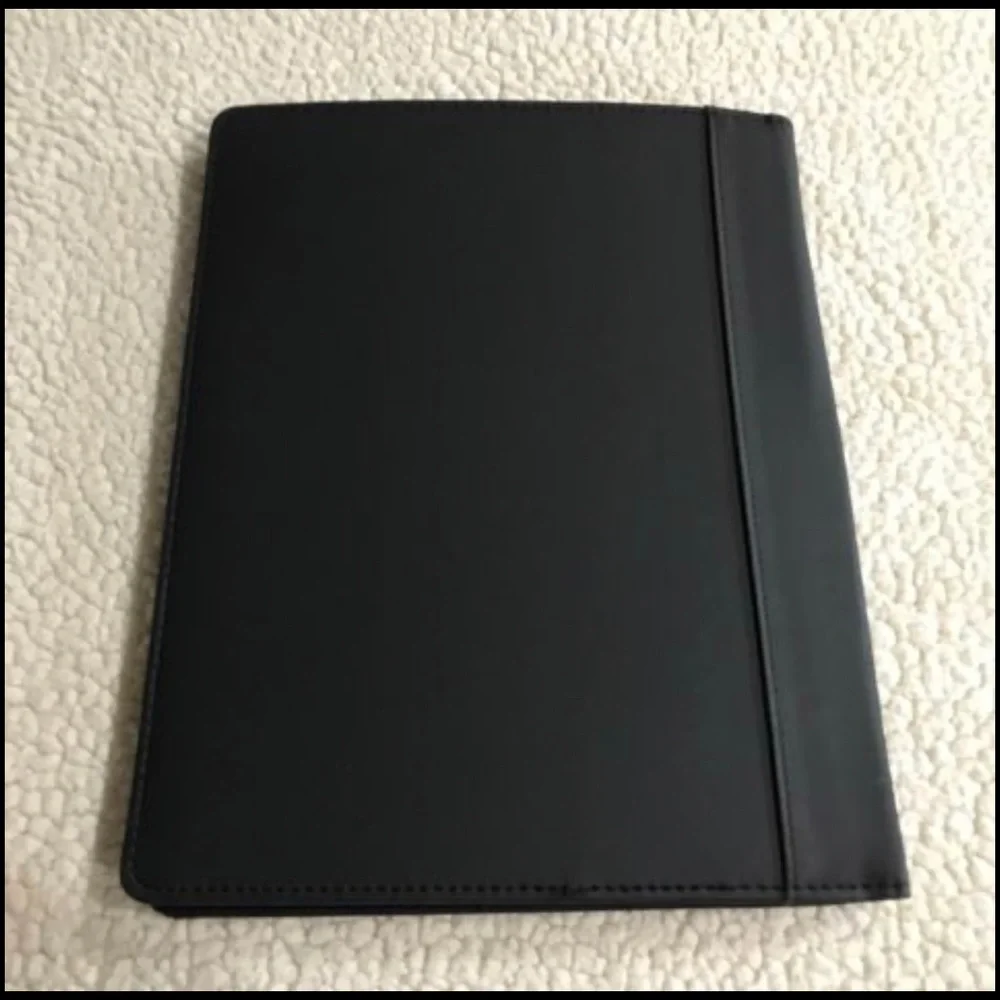Notepad Holder w/ Calculator & Pen Holder 12”X10” Black multiple inside pockets